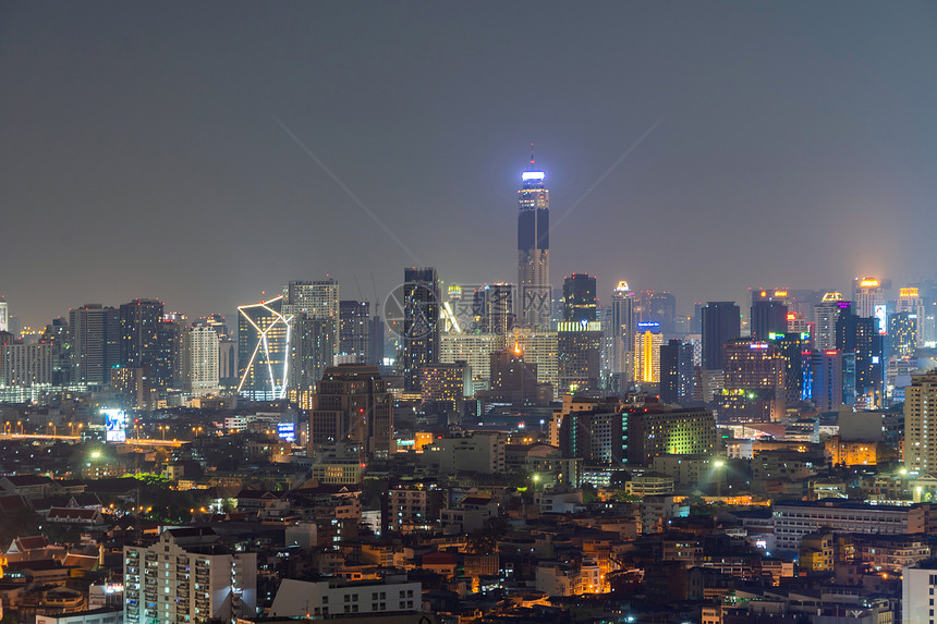 泰国曼谷市金融商业区夜景图片
