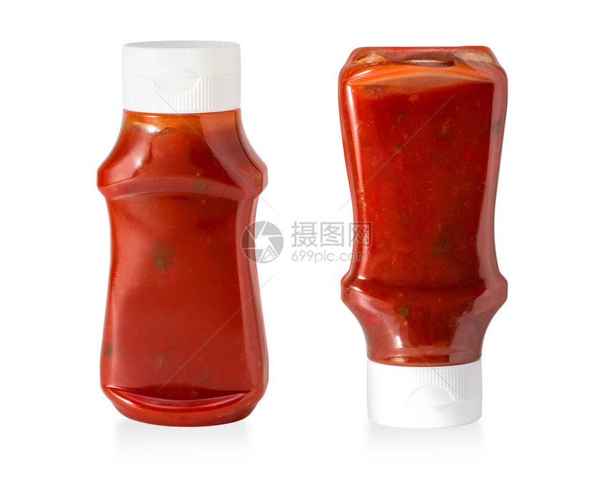 瓶装番茄酱与剪切路径隔离图片
