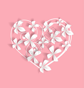 粉红色心形花瓣花形心的矢量插图邀请的花束装饰模板背景设计情人节或母亲和日sakura花朵装饰插画