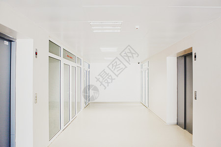 现代医院空走廊照片背景图片