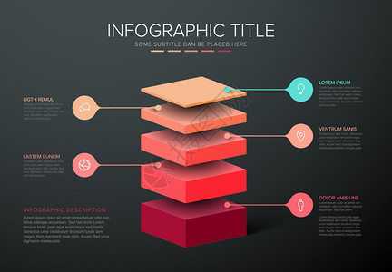 具有五级材料结构的矢量人口层模板红色模板布局高清图片