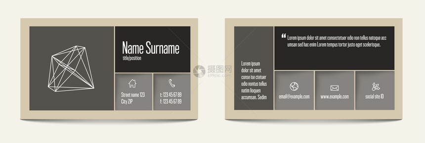 设计平板的现代简单灰色商务卡模板设计平的现代商务卡模板图片