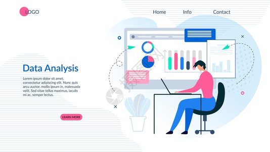 PC欢迎页在交互式白板和现代NFC技术上分析结果视觉个人与PC图示和表一起工作矢量说明着陆页提供有效的数据分析应用插画