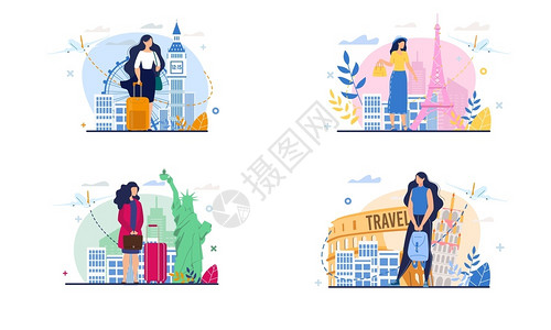 矢量场景旅行系列商务旅行暑假节日旅行世界标记矢量插画图片