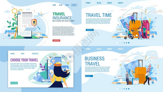 商务信息图表旅行社提供商务度假在线预订图插画