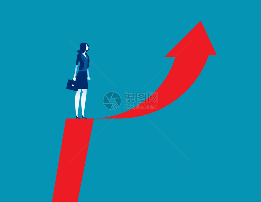 商业女人和箭头符号商业矢量说明概念增长从上到图片