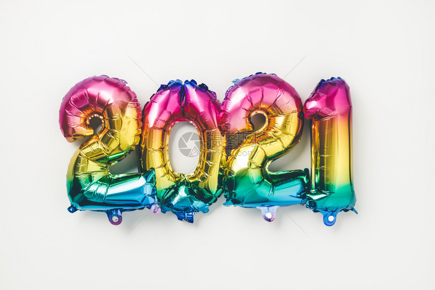 彩虹色Foil气球以201年的形式出现新年庆祝图片