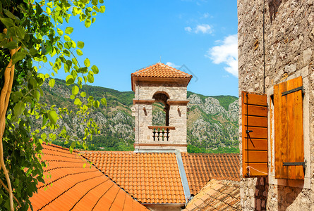 圣弗朗西斯修道院黑山古城科托尔的圣弗朗西斯钟楼圣弗朗西斯钟楼背景