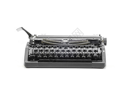 古董打字机在白色的黑背景下背景图片