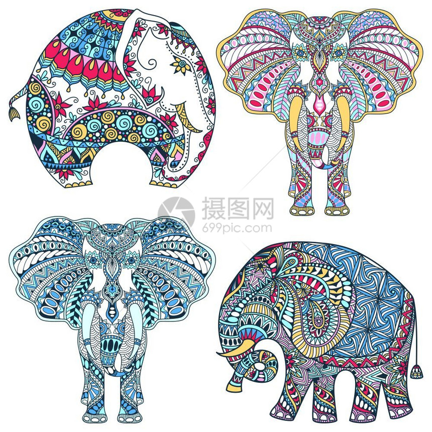 带装饰的印度大象图片