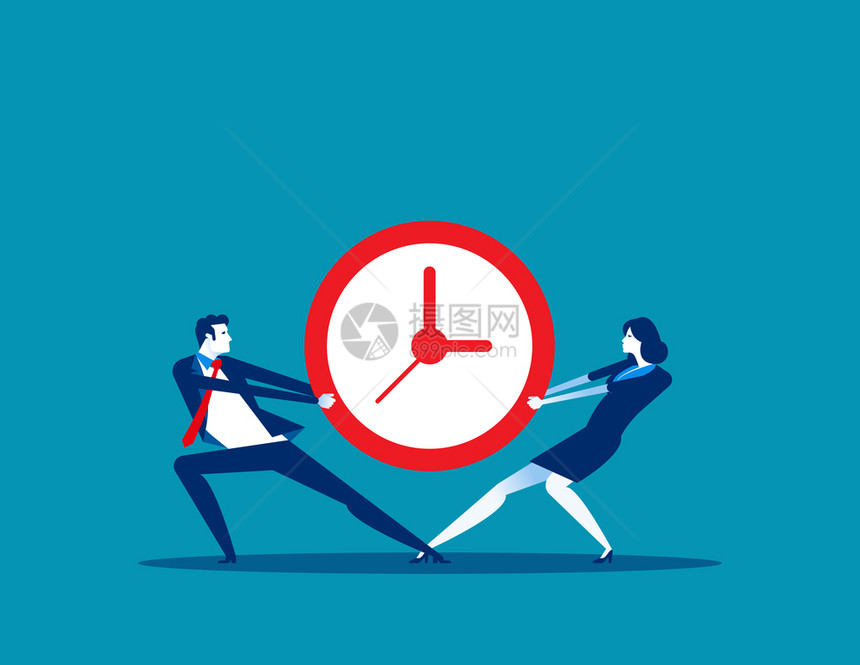 商业界人士和竞争时间概念商业矢量慢来团队工作时钟图片