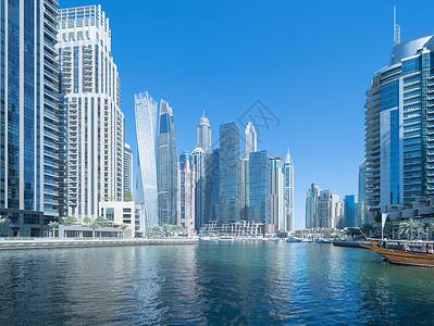 迪拜河摩天大楼聪明的高清图片