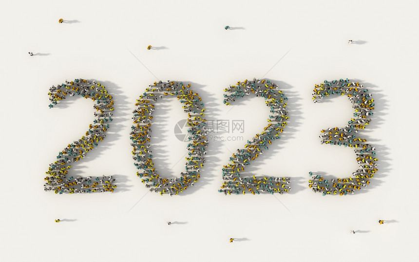 在社交媒体和白人背景的社区概念中形成203年新节假日快乐的文本号码图片