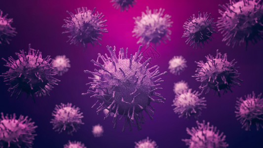 19 流感染的爆发在医学概念上是全世界流行病的危险关闭显微镜细胞瓷器高清图片素材