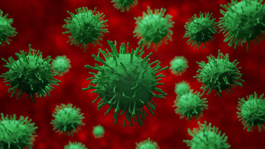 19 流感染的爆发在医学概念上是全世界流行病的危险关闭显微镜细胞生病的高清图片素材