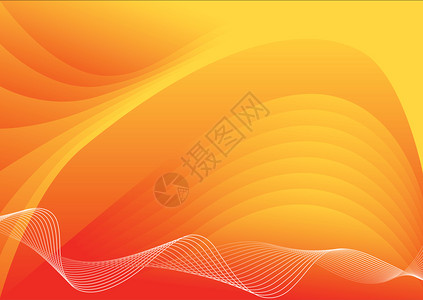 黄色曲线光效有波浪的红和橙色矢量背景插画