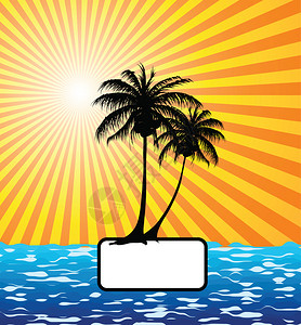 太阳棕榈树海图片