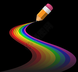 铅笔绘制的彩虹曲线摘要图片