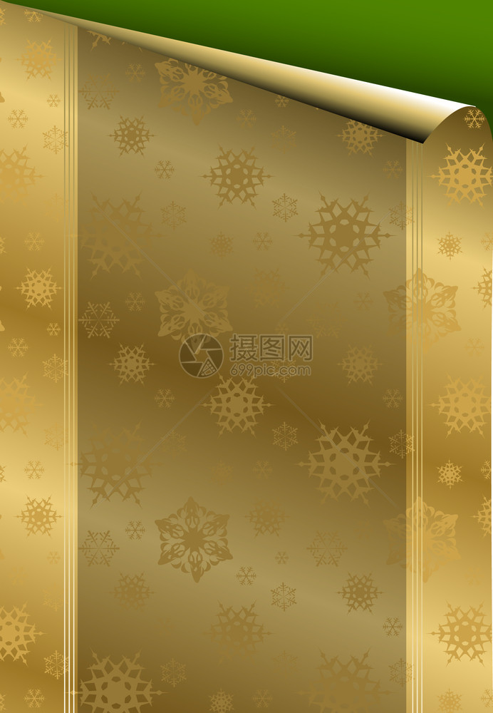 圣诞卡绿色背景的金纸图片