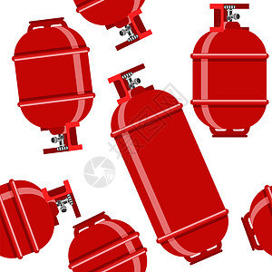 无缝红气罐在白色背景上隔离的无缝红气模式用于丙烷的金属合容器用于丙烷的无缝红气罐在白色背景上隔离的无缝模式用于丙烷的金属合容器背景图片