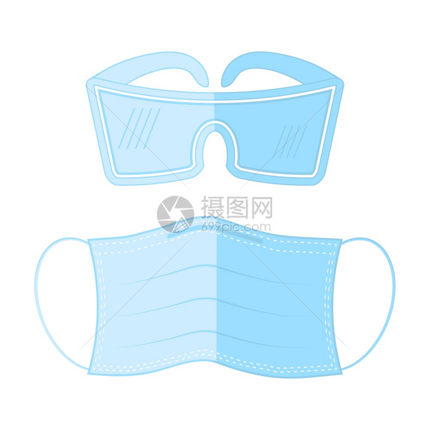 白背景上孤立的医学面罩和塑料玻璃保护面罩和塑料玻璃保护面罩白背景上孤立的医学面罩和塑料玻璃保护面罩和塑料玻璃保护面罩和塑料玻璃保图片