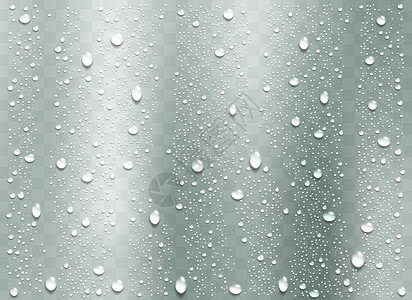雨矢量透明窗口上的现实水滴矢量背景