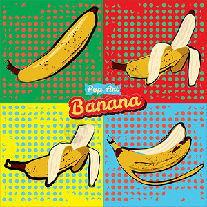 波普风香蕉元素矢量插图图片
