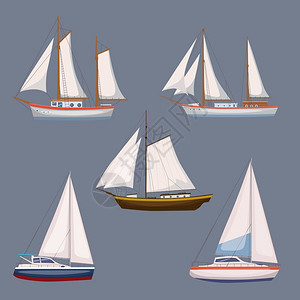 孤立的帆船帆船插画集插画