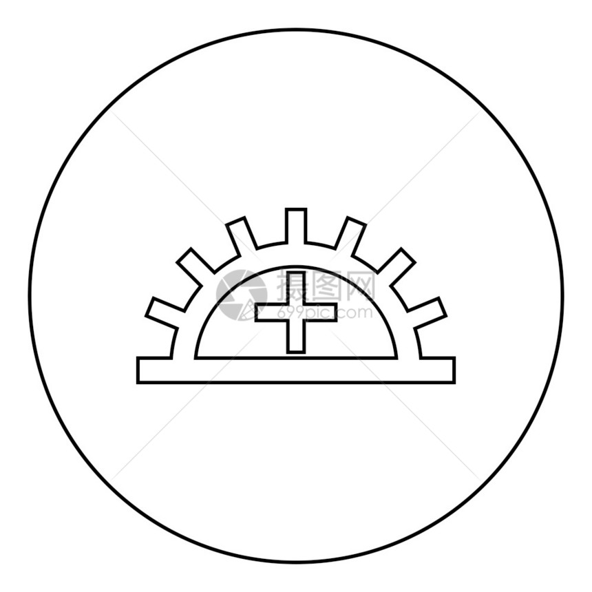 圆形黑色齿轮卡通矢量插图图片