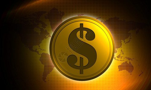 货币世界带有世界的黄金硬币3D背景