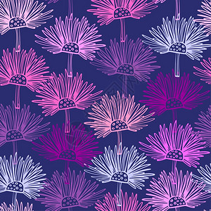 苏格兰国花蓟带抽象花朵的无缝图案苏格兰花背景插画