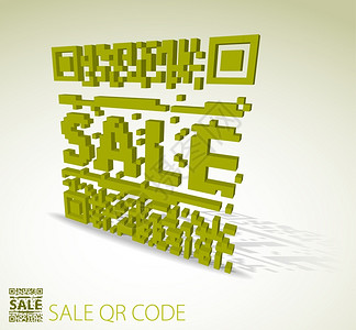 销售物品绿色3Dqr代码现条图片