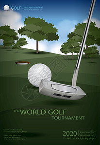 高尔夫球海报模板设计矢量说明图片
