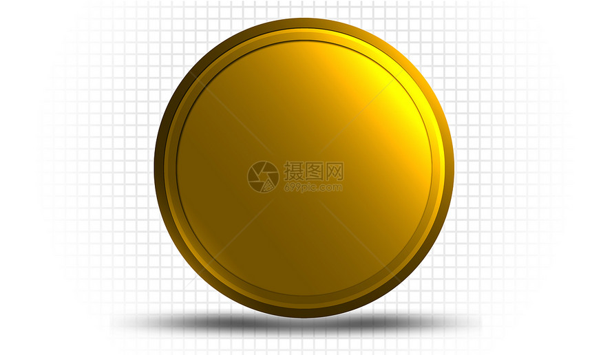 金硬币在白色背景上孤立3D铸造图片
