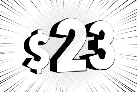 23美元物价符号在速度线泡沫上带有美元符号的漫画数字图片