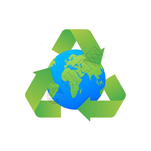 绿色箭头循环利用可持续发展插画