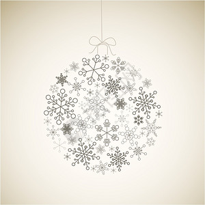 矢量圣诞舞会由灰色的简单雪花制成以浅底背景的雪花制成圣诞卡图片