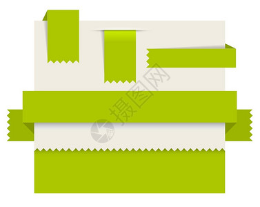 绿色纸标签矢量丝带条纹和书签图片
