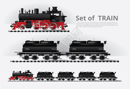 铁路黑色运列车矢量插图背景图片