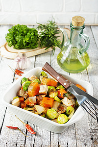 烤豆类饮食品白碗蔬菜图片