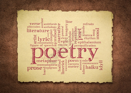 诗歌词云手工布纸的笔迹文学术语背景图片