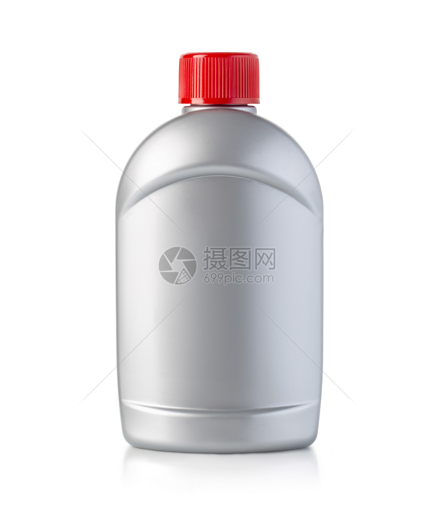 用于漂白剂清洁或的银塑料瓶有剪路图片