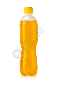 黄色能源饮料苏打水瓶背景与剪切路径图片
