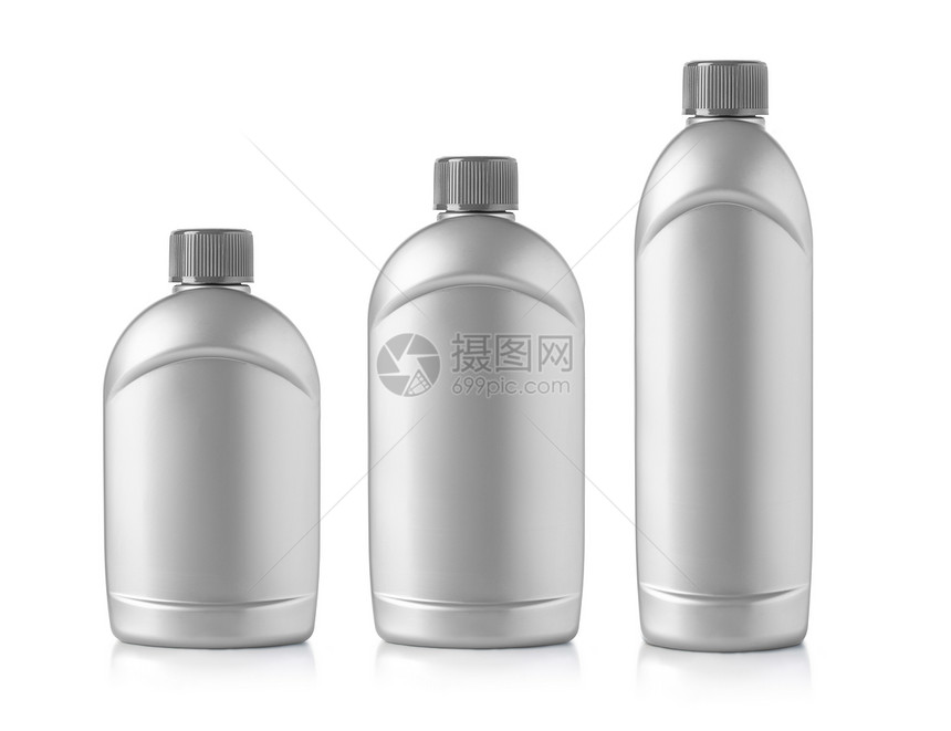 用于漂白剂清洁或洗涤的银塑料瓶图片