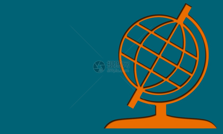 Globe图标以蓝色背景隔开3D投影图片