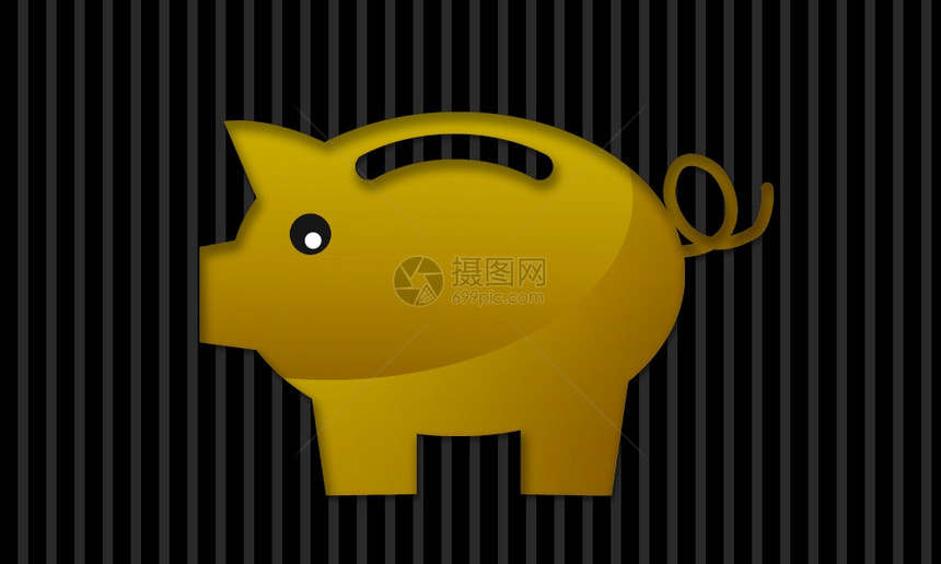 3D带黑条的猪银行图标图片