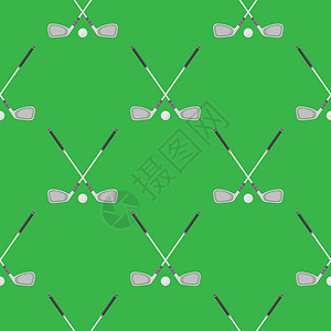 高尔夫无缝模式夏季运动背景绿上孤立的球和棍子绿色上孤立的球和棍子图片
