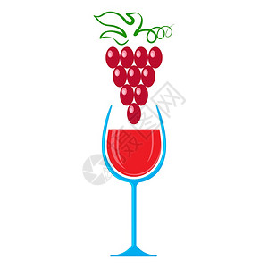 白背景上孤立的红酒和葡萄杯玻璃概念液化红酒和葡萄玻璃标志液化图片
