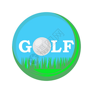 俱乐部LOGOGolfBall图标和Club文本在白背景上孤立平面设计Logo在白背景上与StylizedText隔离背景