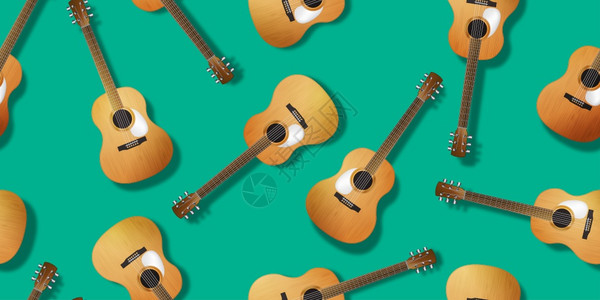 古典吉他比绿色的重复模式图片